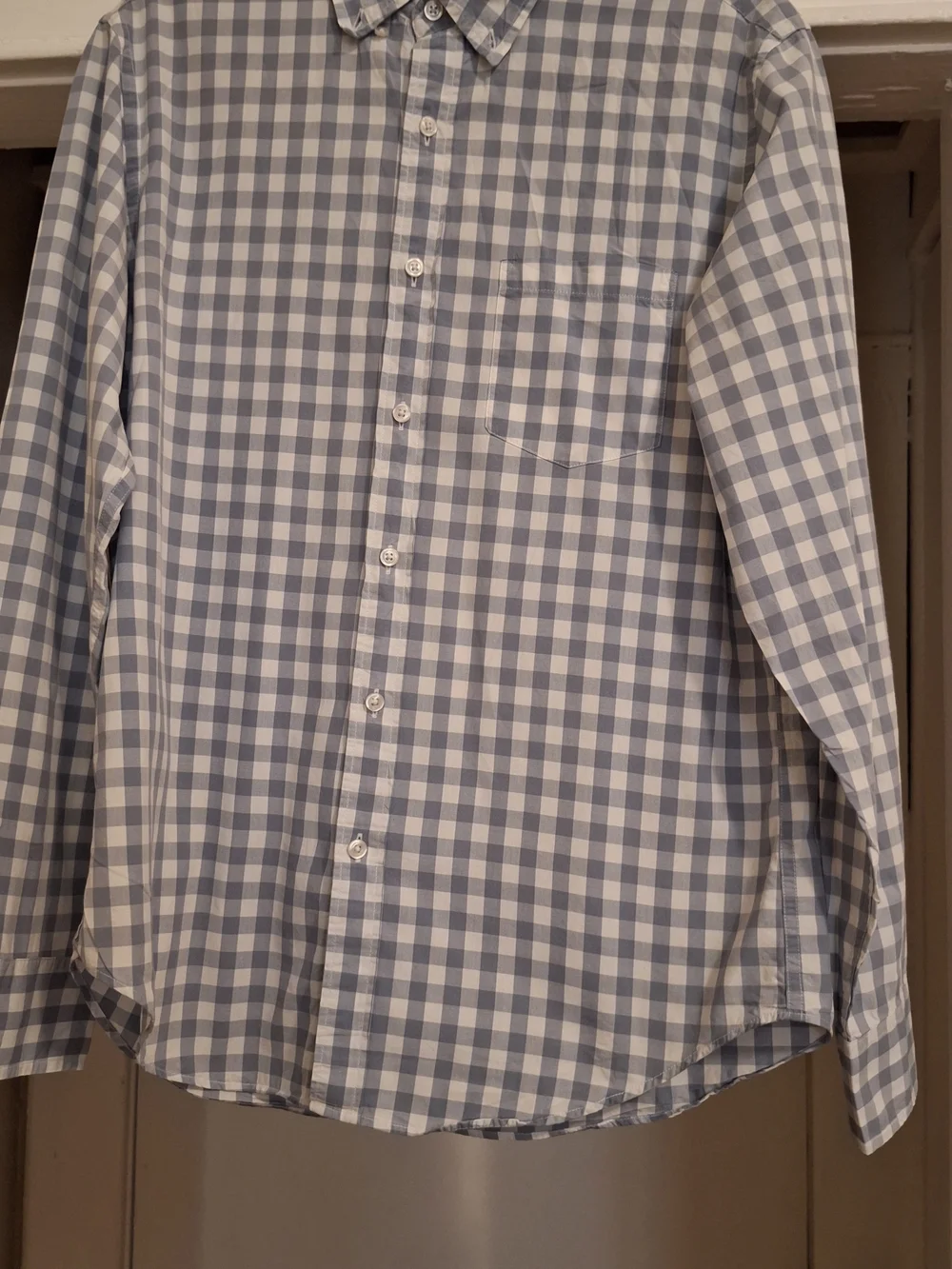 Women's Gray And White Gingham Button-Down Shirt